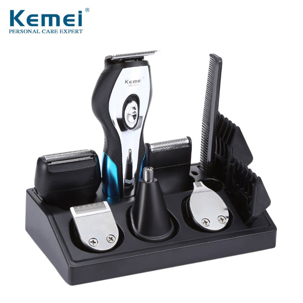 Kemei électrique Pro Li tondeuses barbier 0mm tondeuse à cheveux coupe de cheveux rasoir sculpture cheveux barbe Machine outil de coiffure: Option 5 / Us Plug