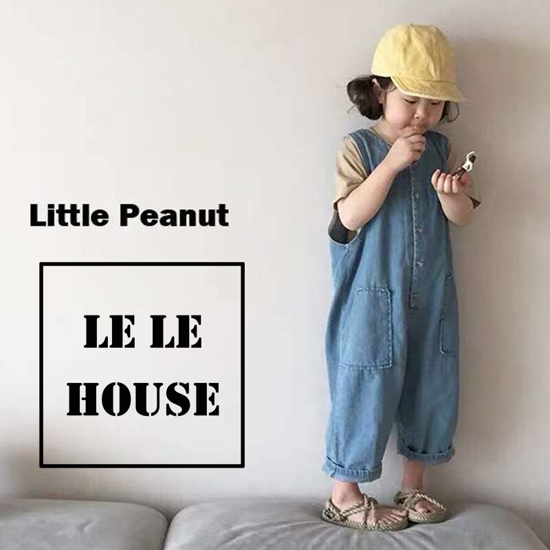 Lente Koreaanse Kinderkleding Kinderen Gewassen Comfortabele Denim Jumpsuit Mannen En Vrouwen Baby Broek Jumpsuit