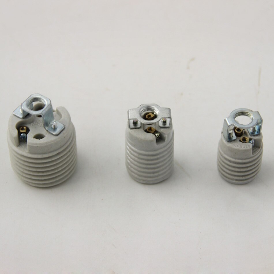 1pc/lot E27 E14 E12 Lamp Socket With Metal Ring, Pottery and Porcelain Lamp Holder