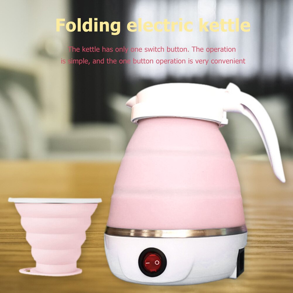 Hervidor de agua eléctrico plegable, tetera de silicona portátil de 600W para viaje, uso doméstico, accesorios de cocina