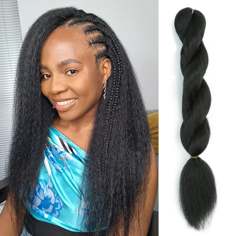 Crochet Vixen Braids Style Bundles 26inch Kinky straight Crochet Natural Black Synthetic Fibers for black women Hair Extension: Natural Color / 3Pcs/Lot
