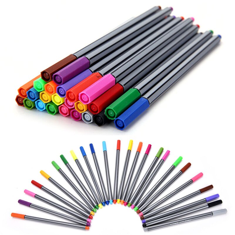 Stylos Fineliner de 24 couleurs, 0.4 MM, avec livre de coloriage Marco, stylo de couleur Super fin, marqueur d'art à base d'encre