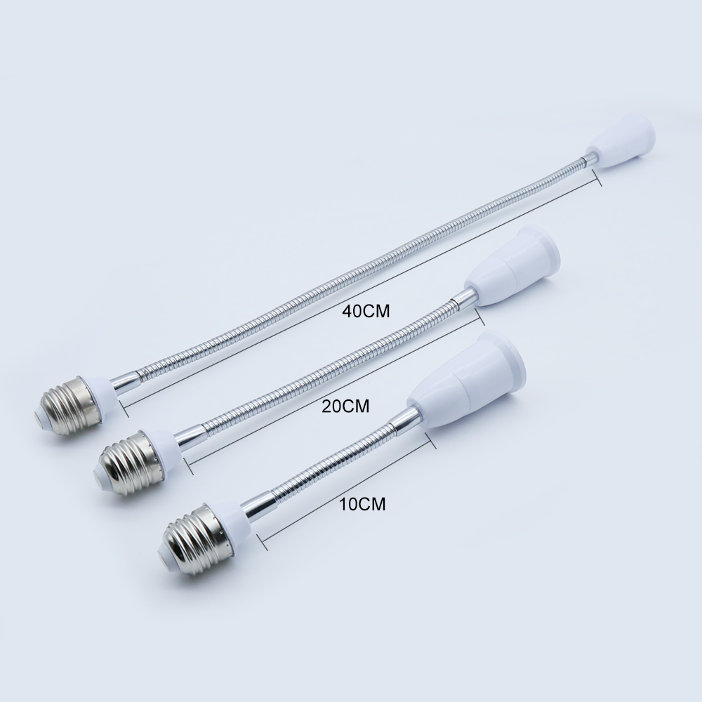 Extensor Flexible de bombilla LED E27 a E27, convertidor de soporte de lámpara, 10cm, 20cm, 40cm