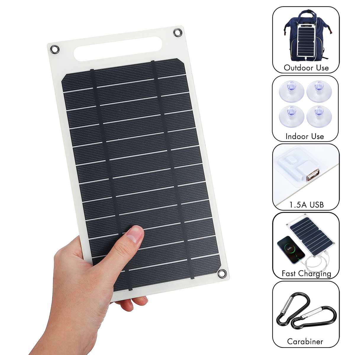 10W 6V 1500mA Monocrystalline Solar Power Solar Panel USB Mobile Phone Photovoltaic Charging Panel Power Bank