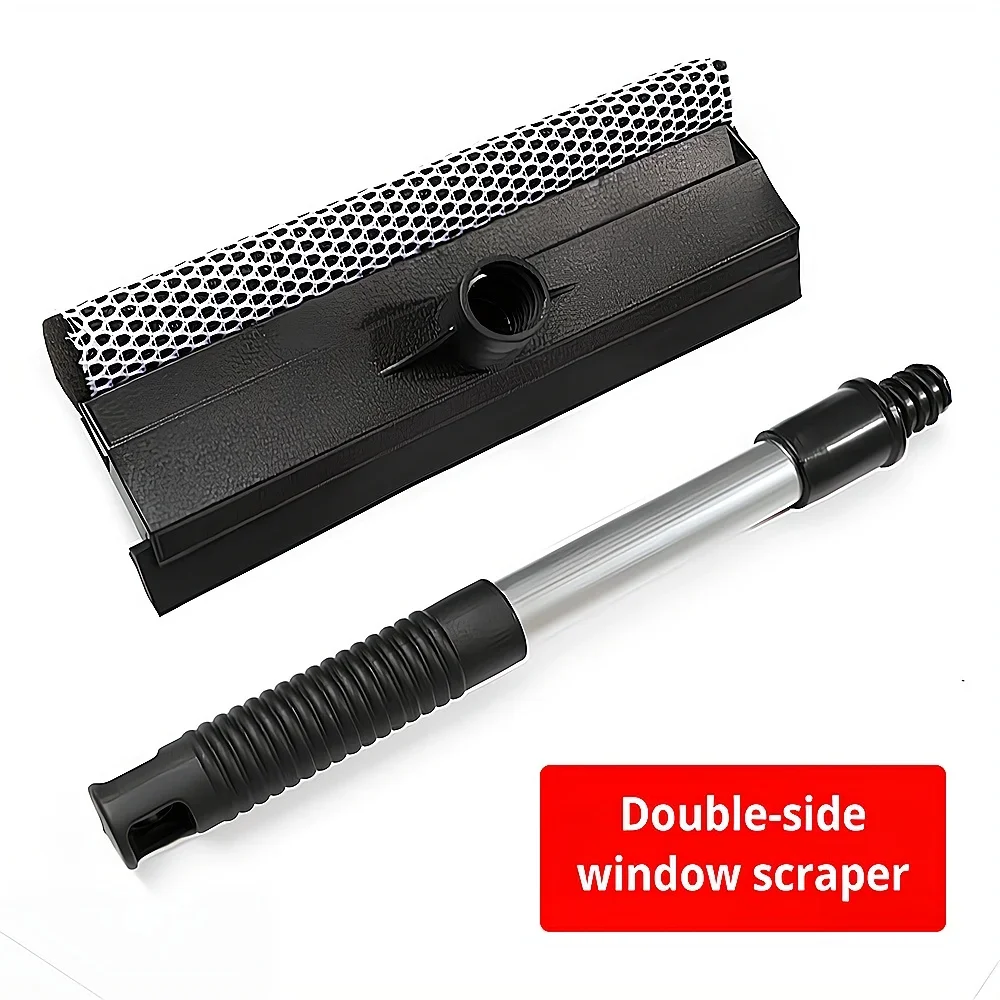 Limpador de carro retrátil, cabo longo, dupla face, multifuncional, aço inoxidável, escova de janela, limpador de vidro, raspador, esponjas, ferramentas: Default Title