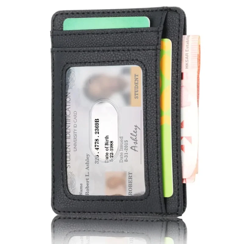 Portfel blokujący RFID Pokrowiec na wizytówki do etui Super cienkie męskie skórzane etui na karty kredytowe Portfel podróżny na karty Minimalistyczny portfel