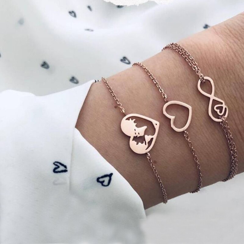 4 unids/set Bohemia Vintage pulseras para las mujeres de la joyería de Boho granos geométricos de la mano de la cadena encanto pulsera brazaletes conjunto Набор