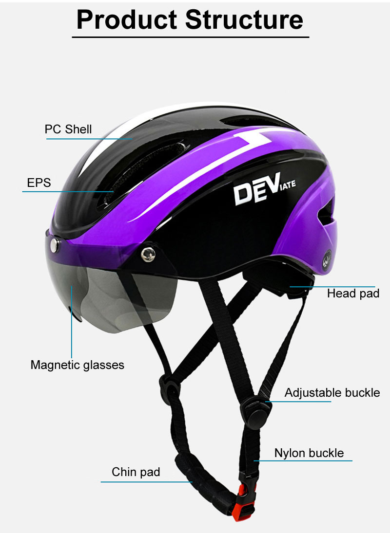 Fietshelm Mannen Vrouwen Led Licht Helm Weg Berg Magnetische Lens Fietshelm Voor Fietsen Sport Skateboard Scooter