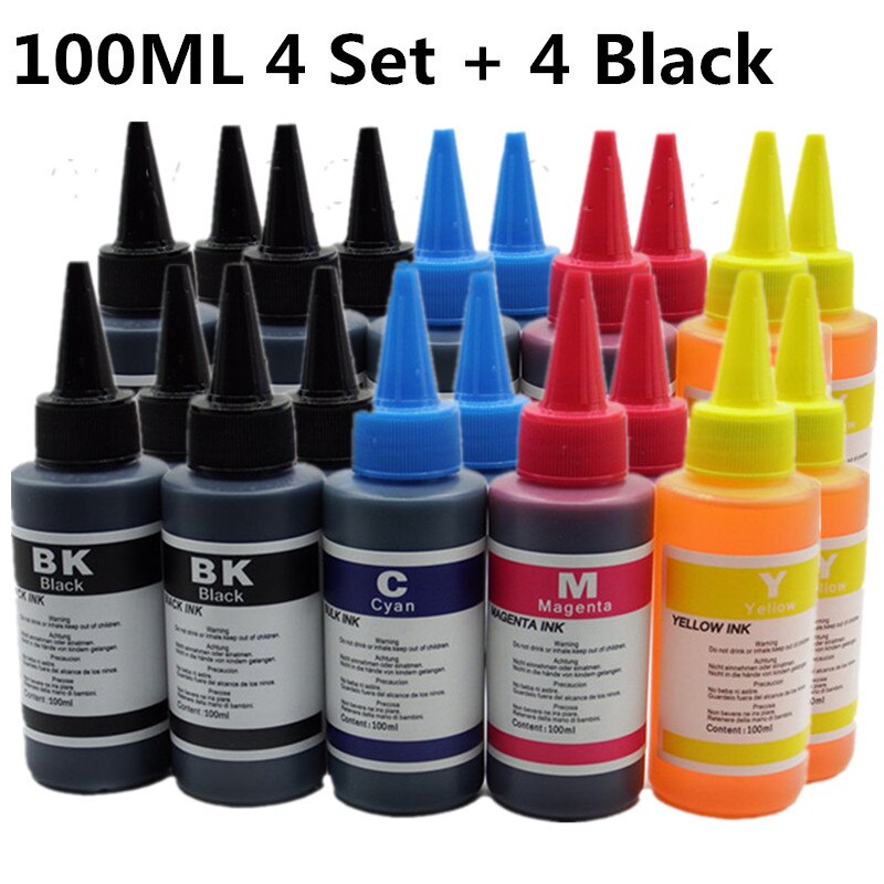 DYE INK T0921 For Epson Stylus T26 T27 TX106 TX109 TX117 Printers Dye based refill kit for refillable cartridge and CISS Ink: 100ML 4 SET 4BK