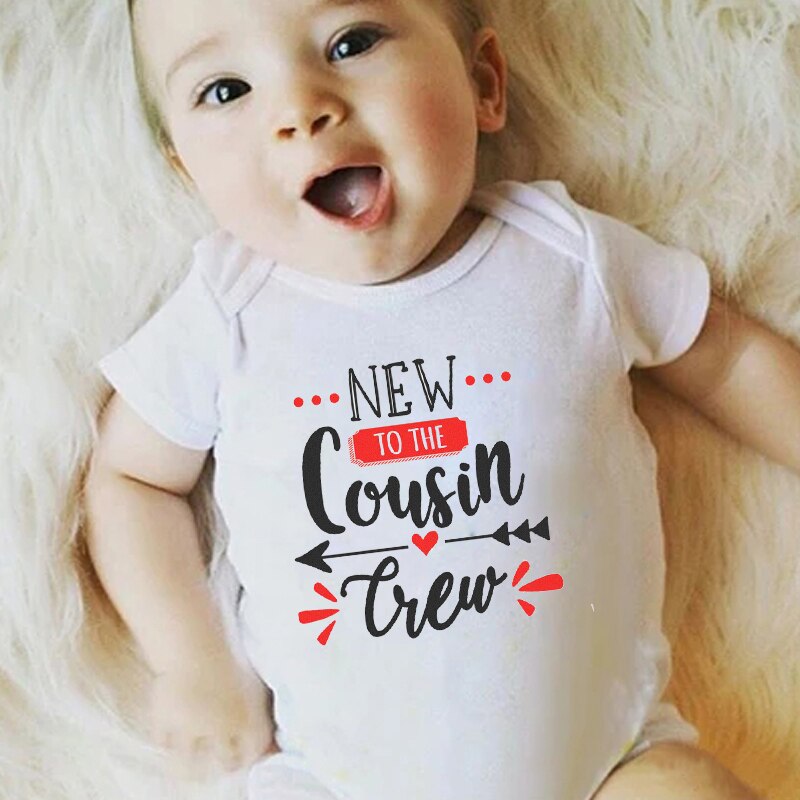 Zomer baby jongens meisjes korte mouwen brief print neef crew schattige katoenen romper babykleding bodysuit outfits