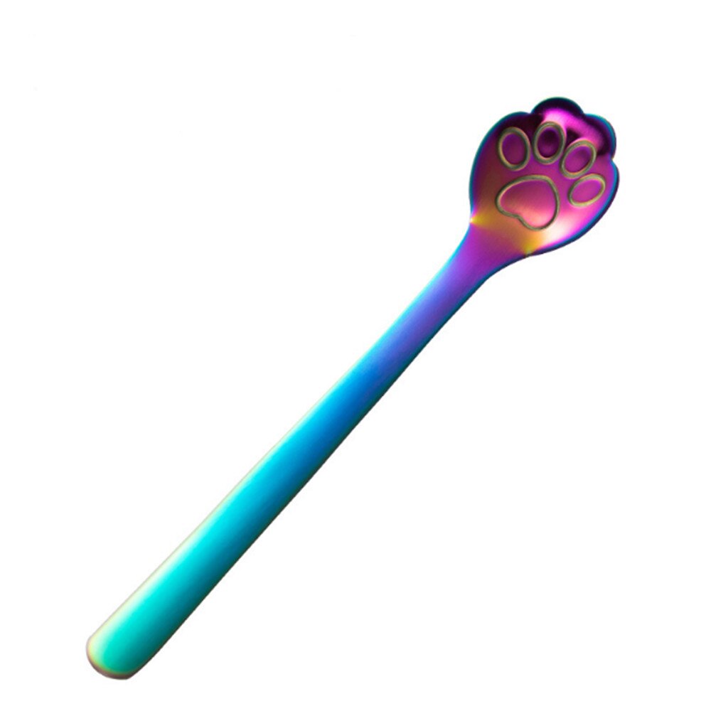 Cuillère à Long manche café | Dessin animé en acier inoxydable, griffe de chat, couverts de café, outils pour boire, gâteau mélanger le sucre, soupe Dessert cuillère à thé: 9