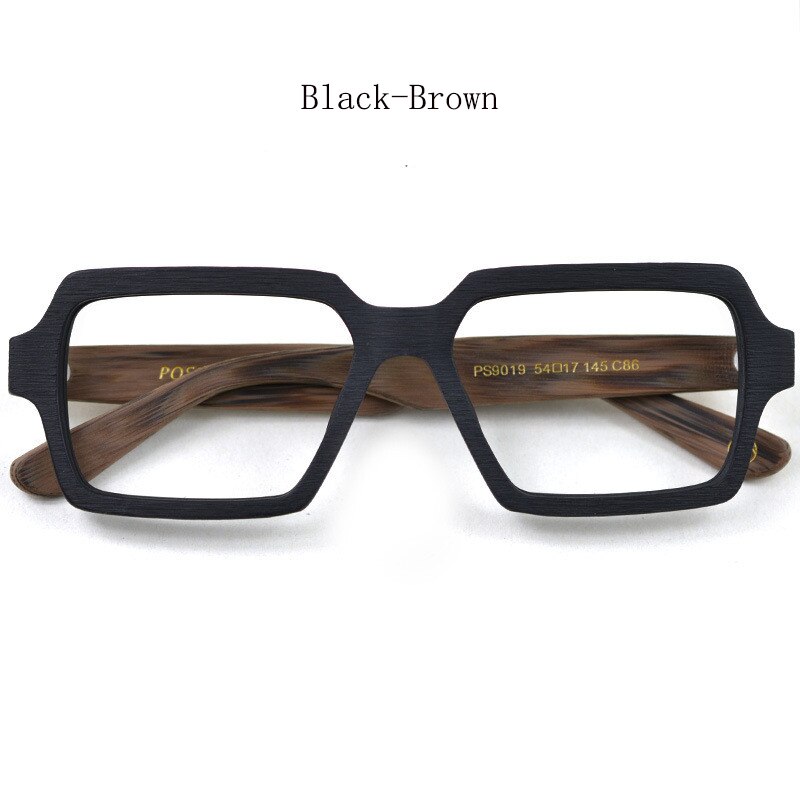 HDCRAFTER-monturas para gafas para hombre y mujer, monturas para gafas de madera cuadradas graduadas para Miopía: Black Brown