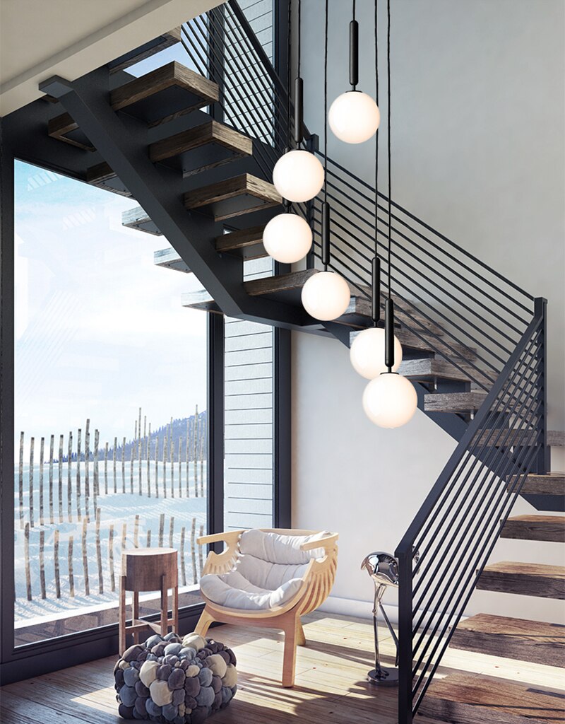 Nordiske led pendellamper glaskugle til soveværelse bar pendel iluminação sort guld globe hanglamp moderne pendel loftslampe