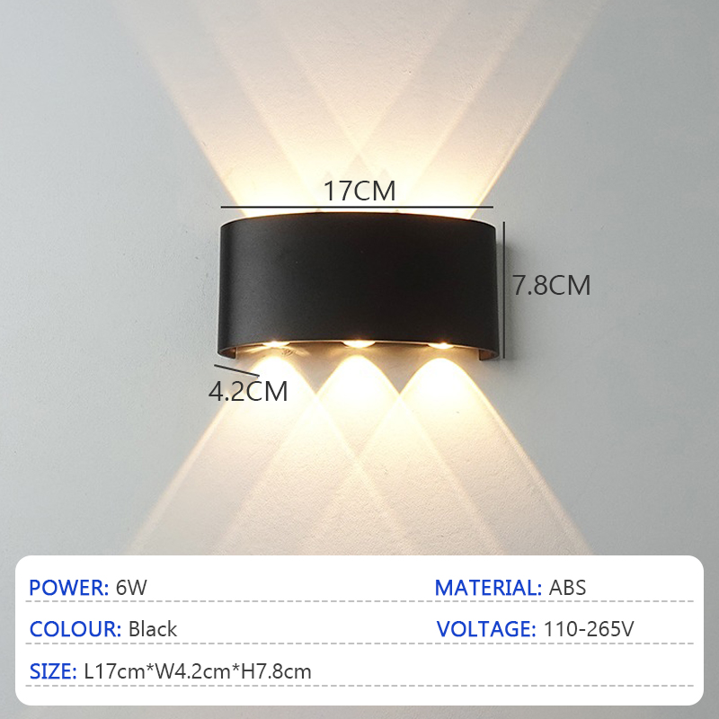 LED op en neer verlichte wandlamp waterdichte binnenwandlamp slaapkamer woonkamer gang binnen- en buitenverlichting: Rood / 6w