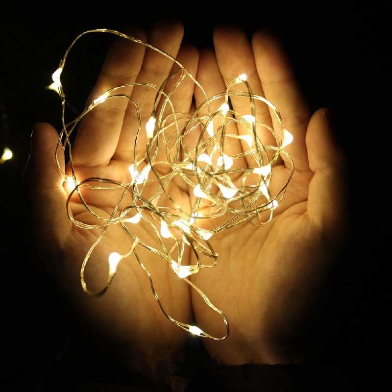 Silver Wire Festoon LED Light String Garden Outdoor Battery Box Garland Lamp for Wedding Camping Party Home Room Decoration