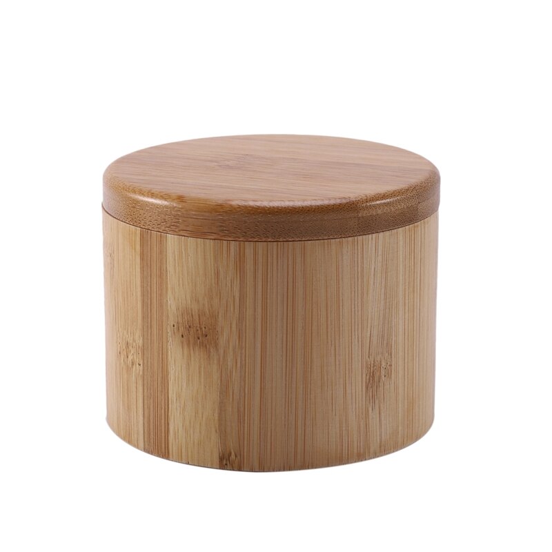2Pcs Storage Boxes Salt Box Wooden Bamboo Storage Box With Magnetic Swivel Lid Container For Kitchen Storage Containers For Food