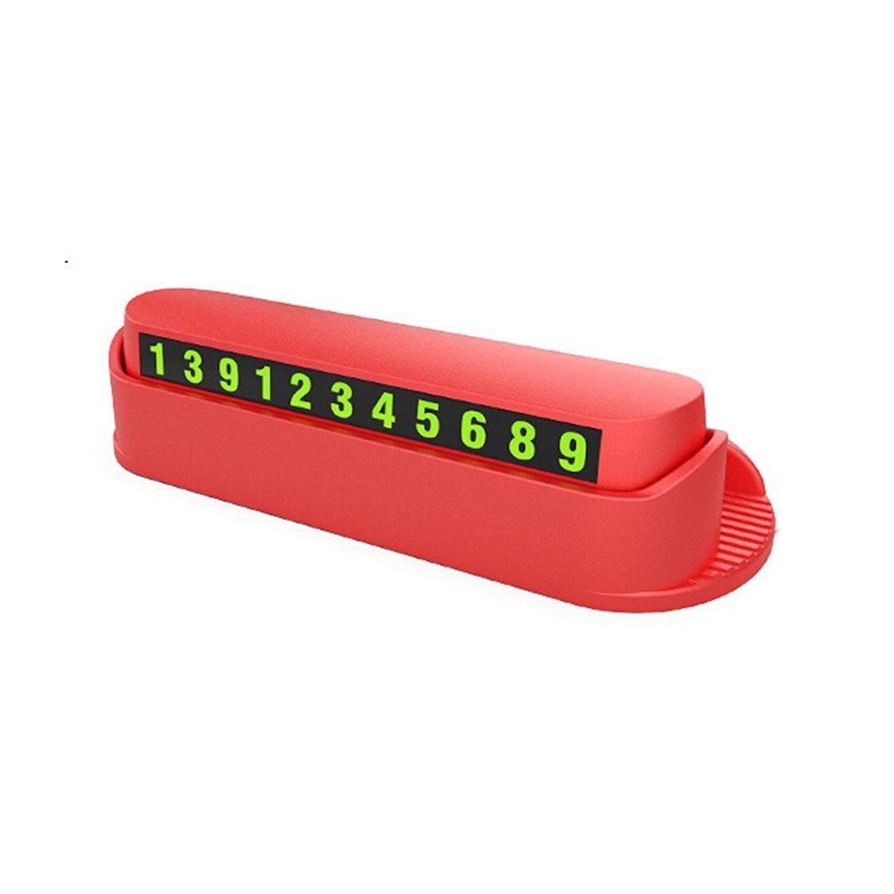 Soporte de teléfono multifunción/Número de estacionamiento de coche con prensa de alta definición, ambientador de tarjeta temporal luminoso para estacionamiento, pegatina de Perfume para coche: Rojo