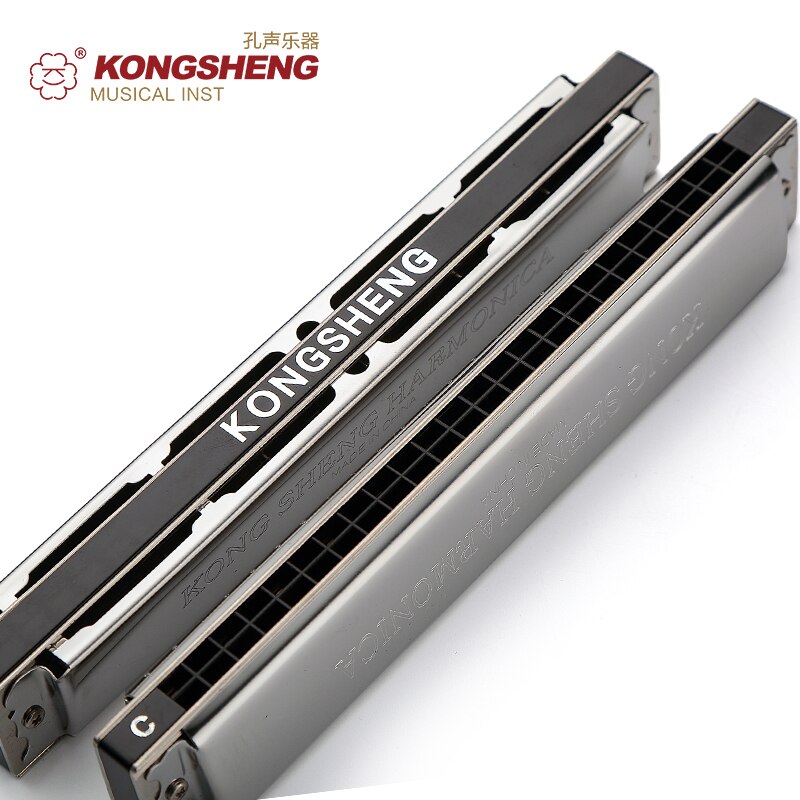 KONGSHENG Tremolo Harmonica 24holes Mouth Organ or beginners HARP Key of C/#C/D/#D/E/F/#F/G/#G/A/#A/B with box Silver Harp