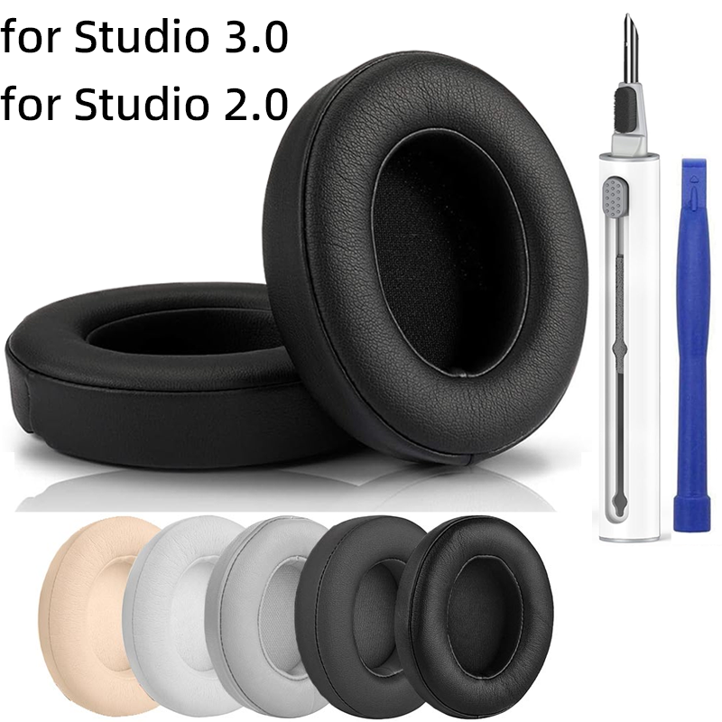 Udskiftningsørepuder til beats studio 3, studio 2 hovedtelefoner, studio 3.0, studio 2.0 ørepuder, blødt proteinlæder  b0501 b0500