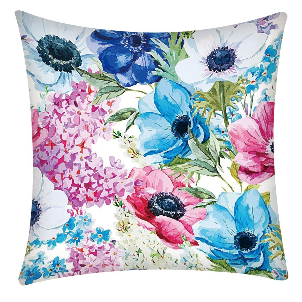Cojín decorativo de estilo europeo para el hogar, funda de almohada para el sofá con flores rosas, estilo mediterráneo 1.588: E
