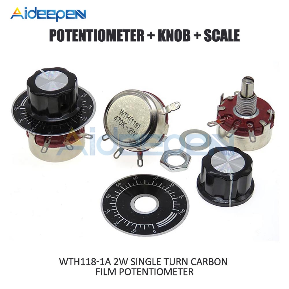 1 Set WH118 Single Coil Carbon Film Potentiometer WTH118-1A 2W 100K 220K 470K 470 Ohm DIY Kit Part Potentiometer