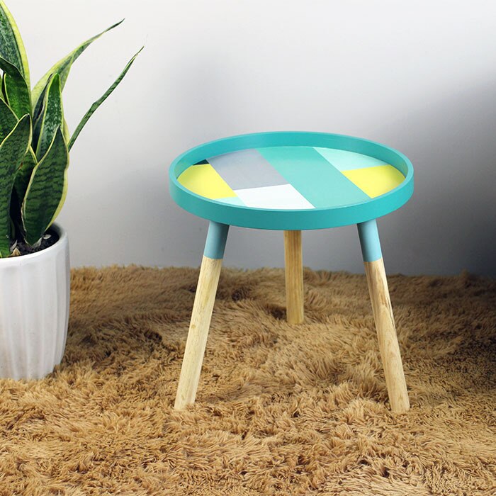 Nordisk frisk mini sofabord cafe træ lavt lille bord stue borde kaffe sideborde møbler rundt bord: Grøn