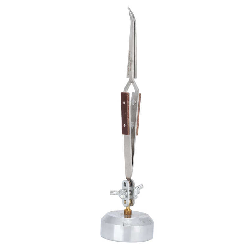 Soporte de tres manos con pinzas para soldadura de joyas, suministros de artesanía de Punta curva recta, pinzas de soldadura de joyería: Bent