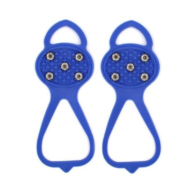 Universal Anti-Slip Gripper Spikes Crampons Grippers Over Shoe Durable Cleats Elasticity Perfect for Winter Sports Equipment: Blue / L(42-46)