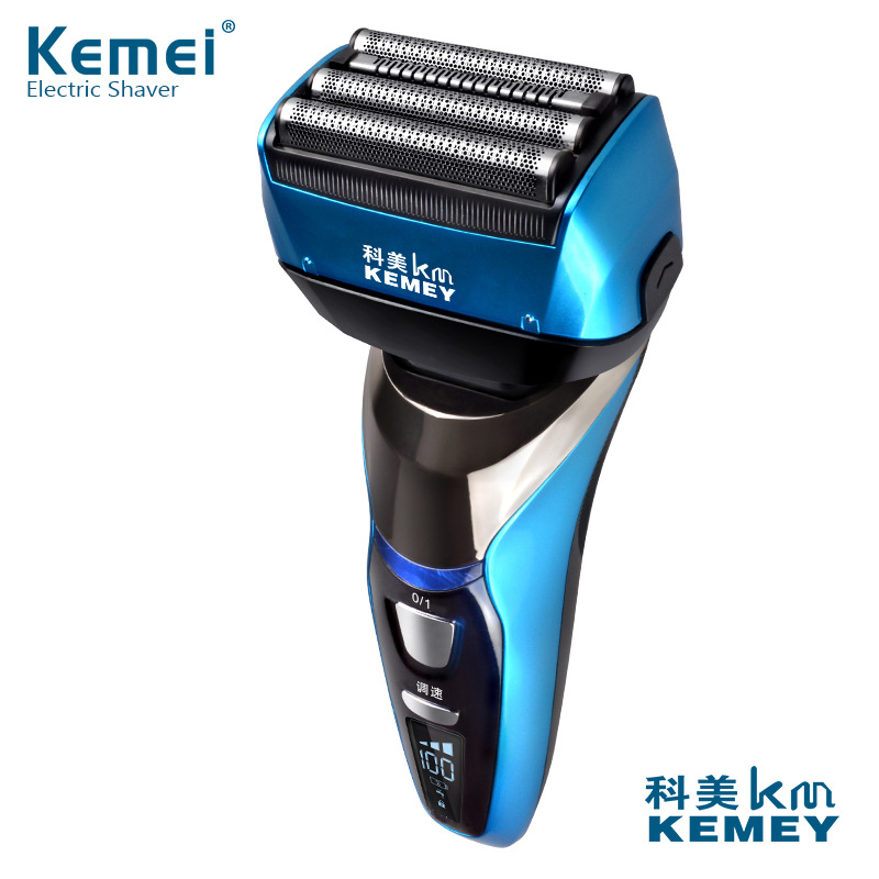 Kemei elektrisk barbermaskine til mænd genopladelig skægtrimmer barbermaskine kropshår barbermaskine 3d blade barberhoved