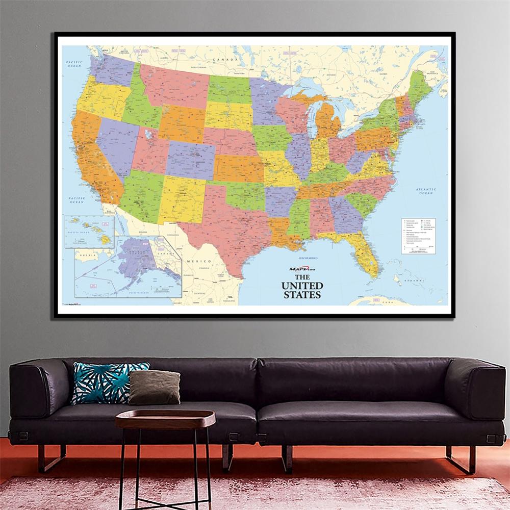 24 x 36 tommer fysisk amerikansk kort hd nationalt kort over usa til hjemmestue vægdekoration