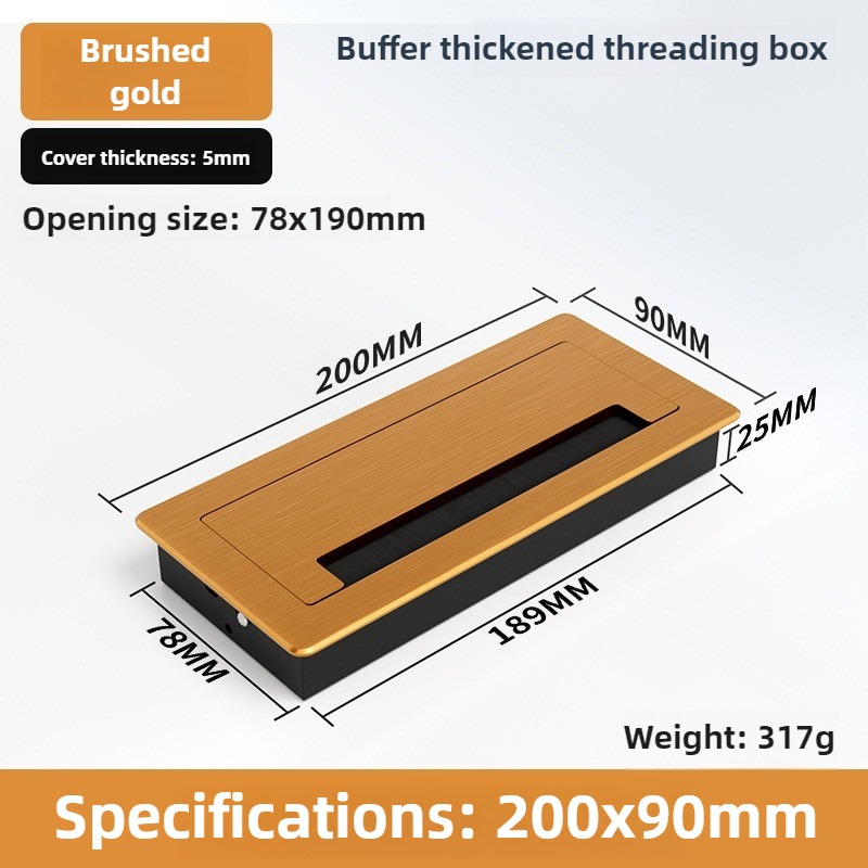 1 ST aluminium rechthoekige bureau kabeldoorvoertules draadgat deksel Kabeluitlaat Poort Oppervlak tafel kabel gat Meubelbeslag: TRANSPARENT