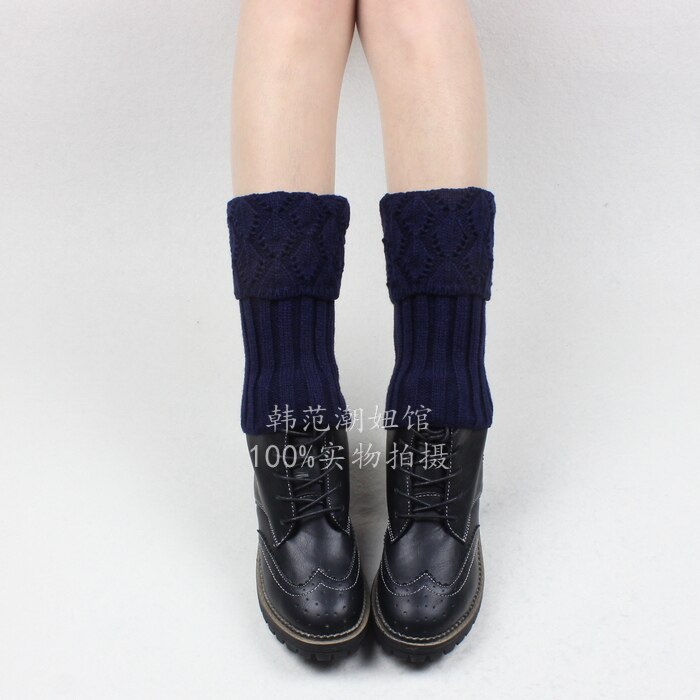 Beenwarmers Vrouwen Hollow Haak Breien Dikkere Dames Elegante Womens Solid Eenvoudige All-Match Zachte Katoen Trendy: navy blue