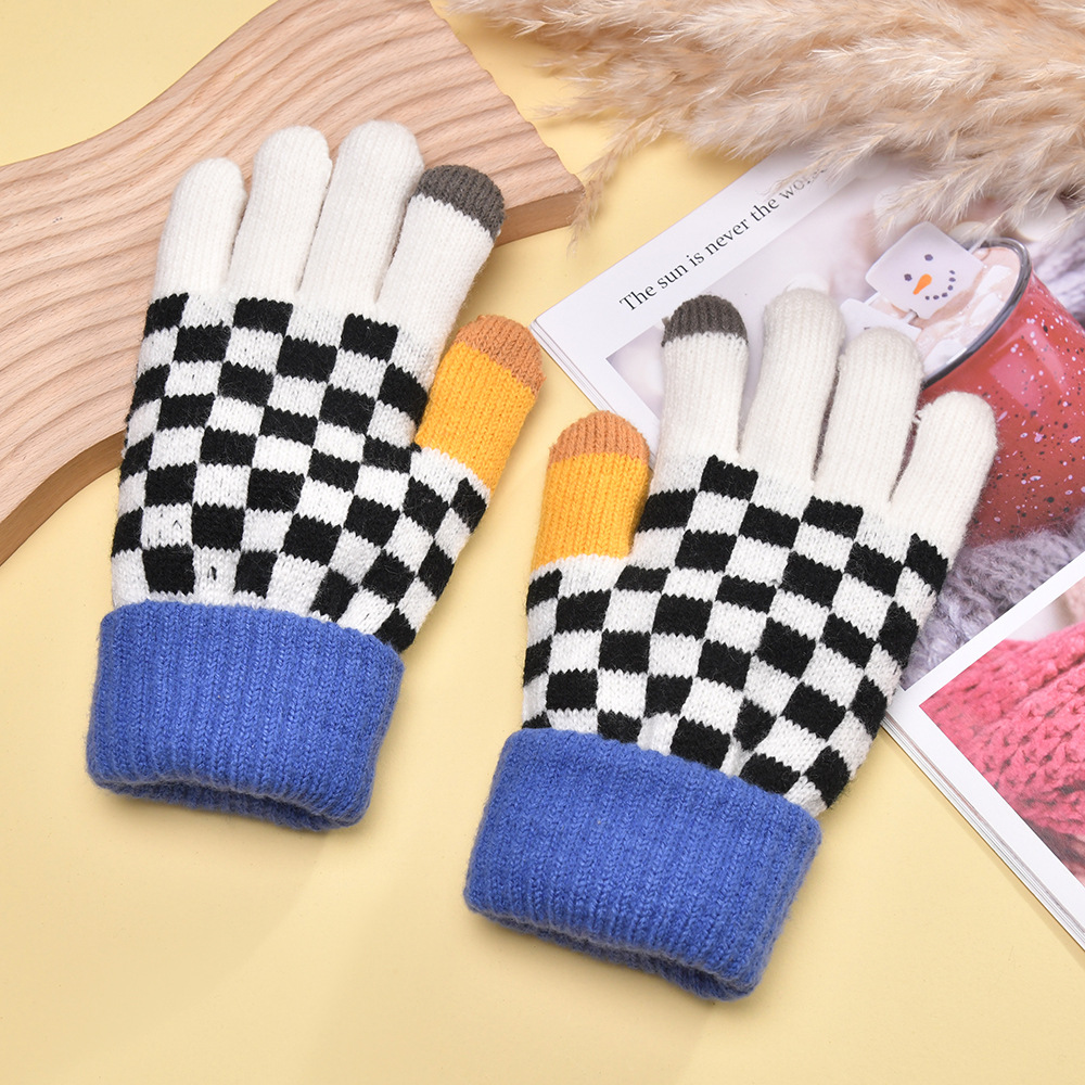 Frauen Herbst Winter Handschuhe Warme Hand Schutz Touchscreen Spleißen Dicke Handschuhe Einfarbig Einfache Lustige: Weiß