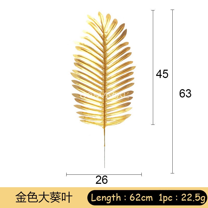 1pc Goud Kleur Bladeren Rotan Bruiloft Decoratie Kunstmatige Planten Doek Nep Monstera Leaf Muur Home Decor Feestartikelen: 1-L Leaf