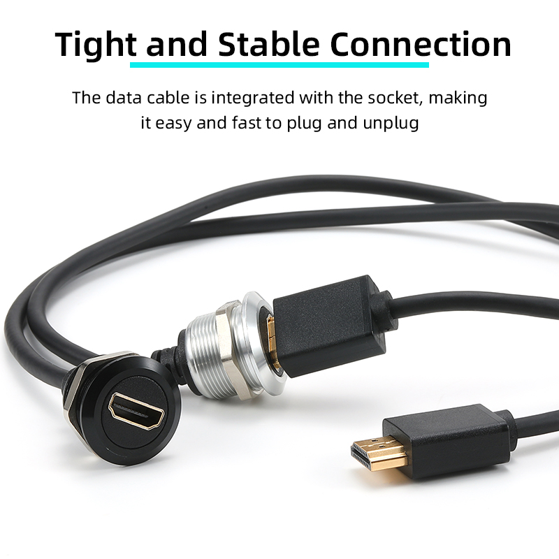 0.5-2m metall hdmi 2.0 data forlengelseskabelkontakt hunn-til-hann innfelt adapterkontaktledninger, til bil, lastebil, motorsykkelindustri