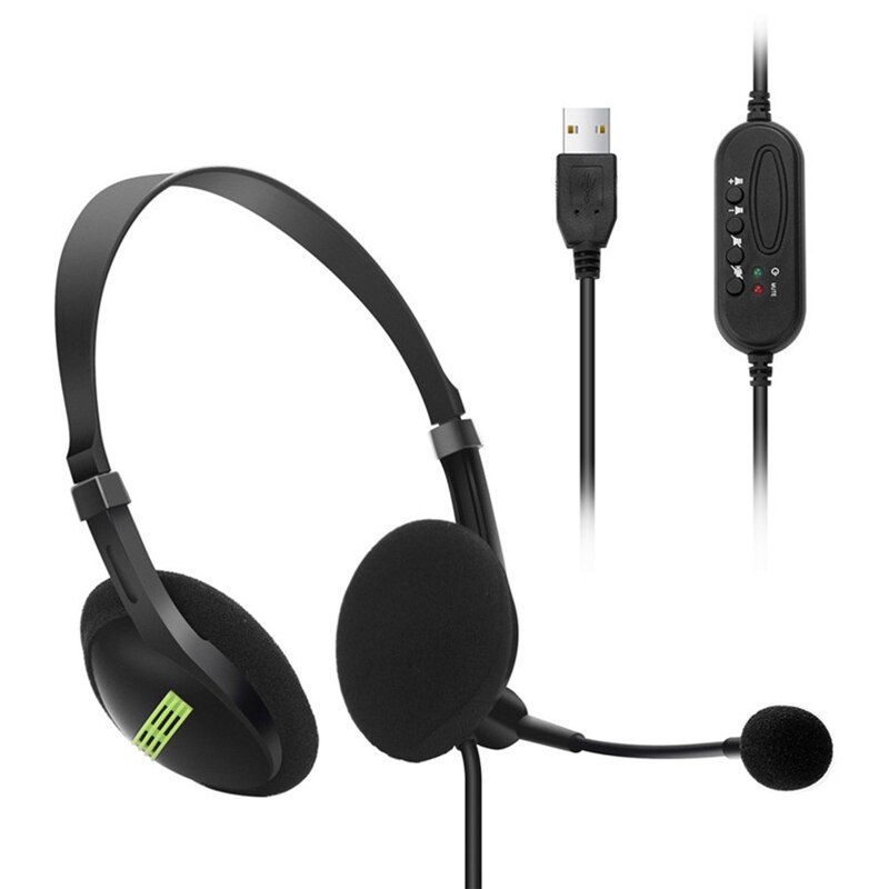 USB Headset Computer Headphone with Microphone Noise Cancelling Lightweight Office Business Headset MSU88