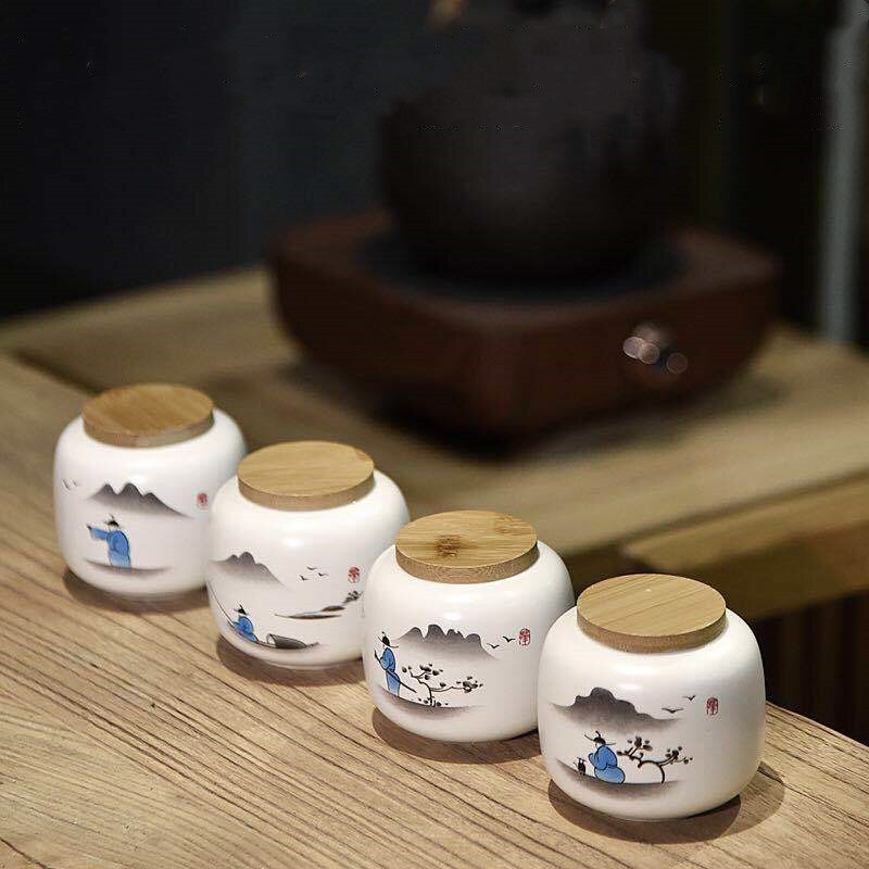 24 kleuren chinese inkt stijl theedoos met deksel groene thee opslagblikken snoeppot kantoor thuis koffie container doos porselein
