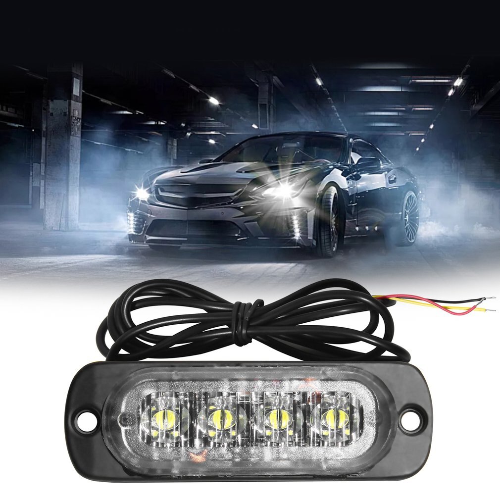 4 led 12-24v ultra-slank bil køretøj lastbil strobe blitz lys bagside lys bil nødadvarsel advarsel lampe bil styling