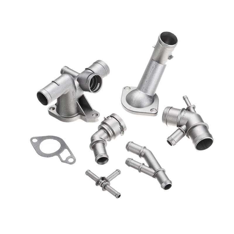Conector de manguera de refrigerante de motor de aluminio 7 uds, Kit de actualización de brida de refrigerante para Golf MK4: Default Title
