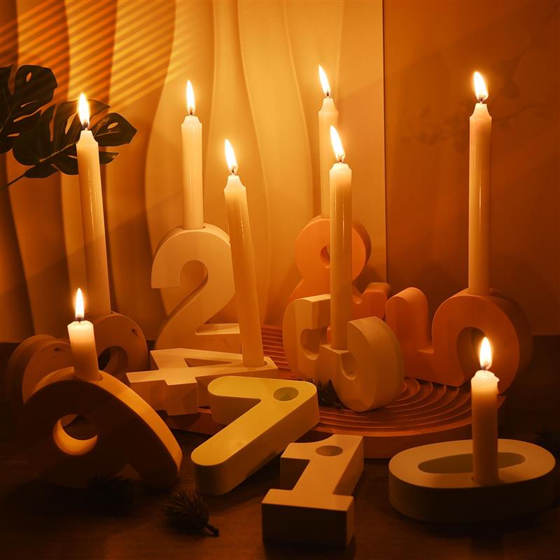 Molde de silicona de resina epoxi para candelabro Digital geométrico, soporte de vela de números árabes, yeso, decoración, bricolaje, 0-9