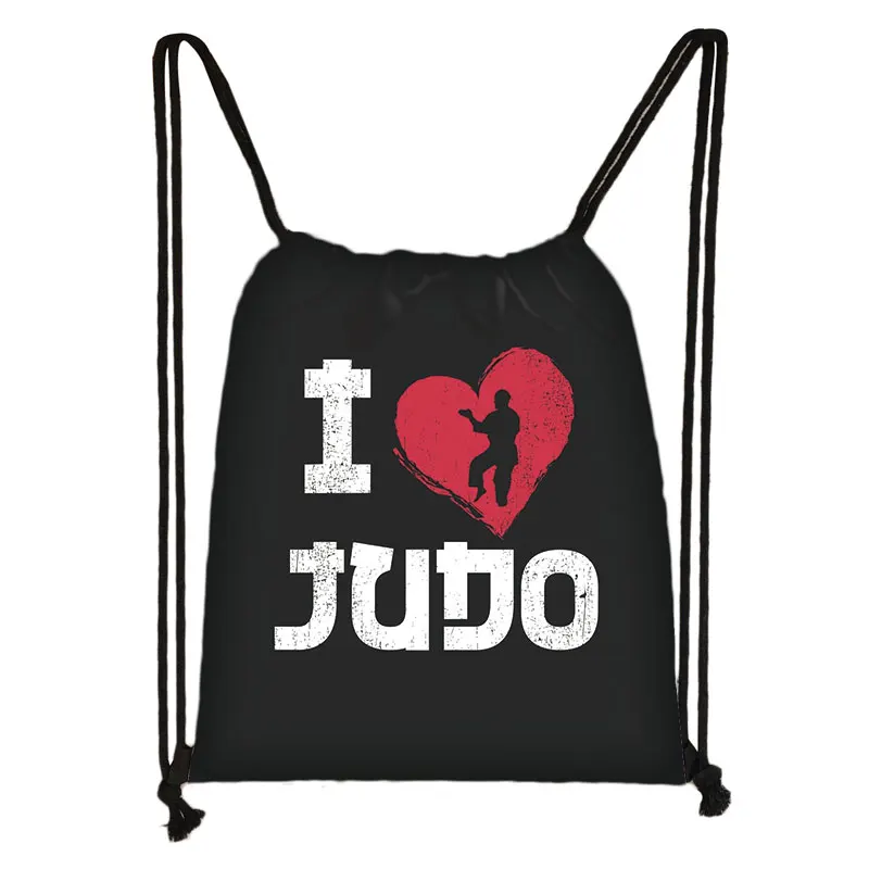 Fajne Martial Taekwondo/kocham Judo/torba ze sznurkiem chłopcy dziewczęta moda torby do przechowywania plecak dla nastolatków mężczyzna plecak podróżny: skdrd20