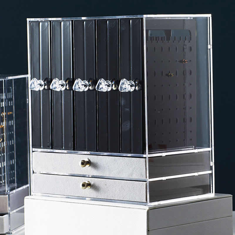 boucle d'oreille bijoux boîte de rangement maison bureau boucles d'oreilles bijoux collier étagère de rangement multicouche boîte à bijoux porte-bijoux: H