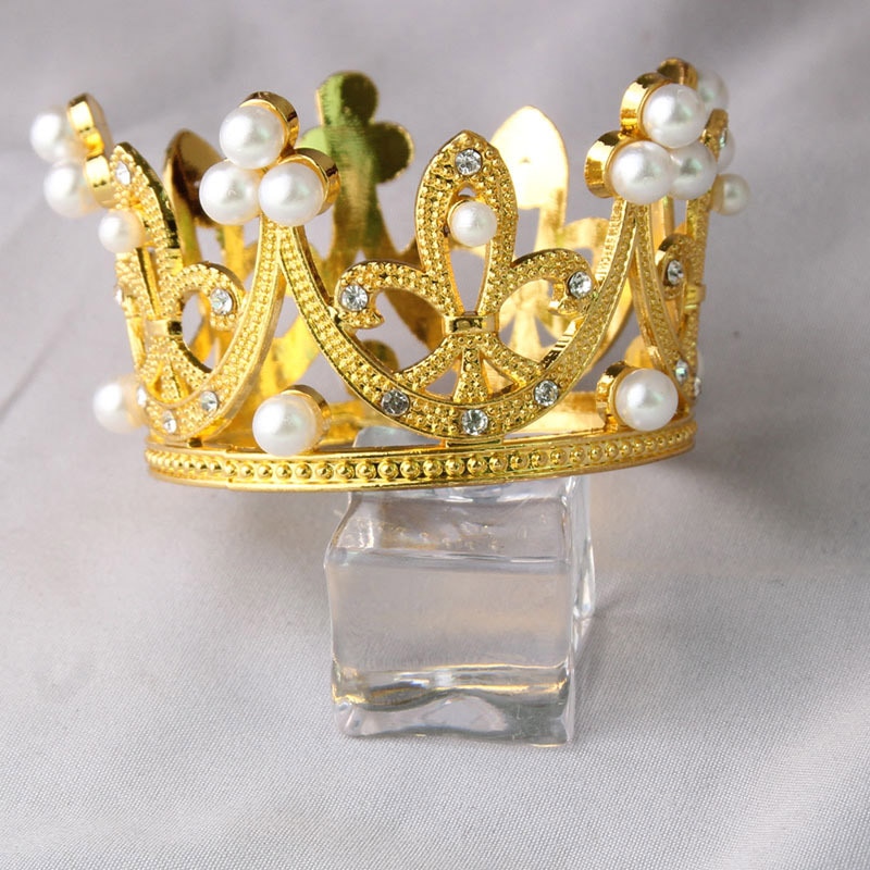 Mini Tiara encantadora, corona para pastel, Color dorado plateado, coronas de aleación, Princesa, suministros y decoraciones para fiestas,