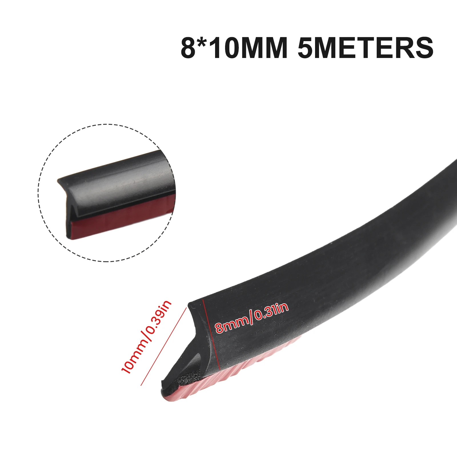5m sorte biltætningslister skrå t-formet kantliste gummi stødabsorberende vandtæt lydisoleret epdm-gummi 8mm*10mm