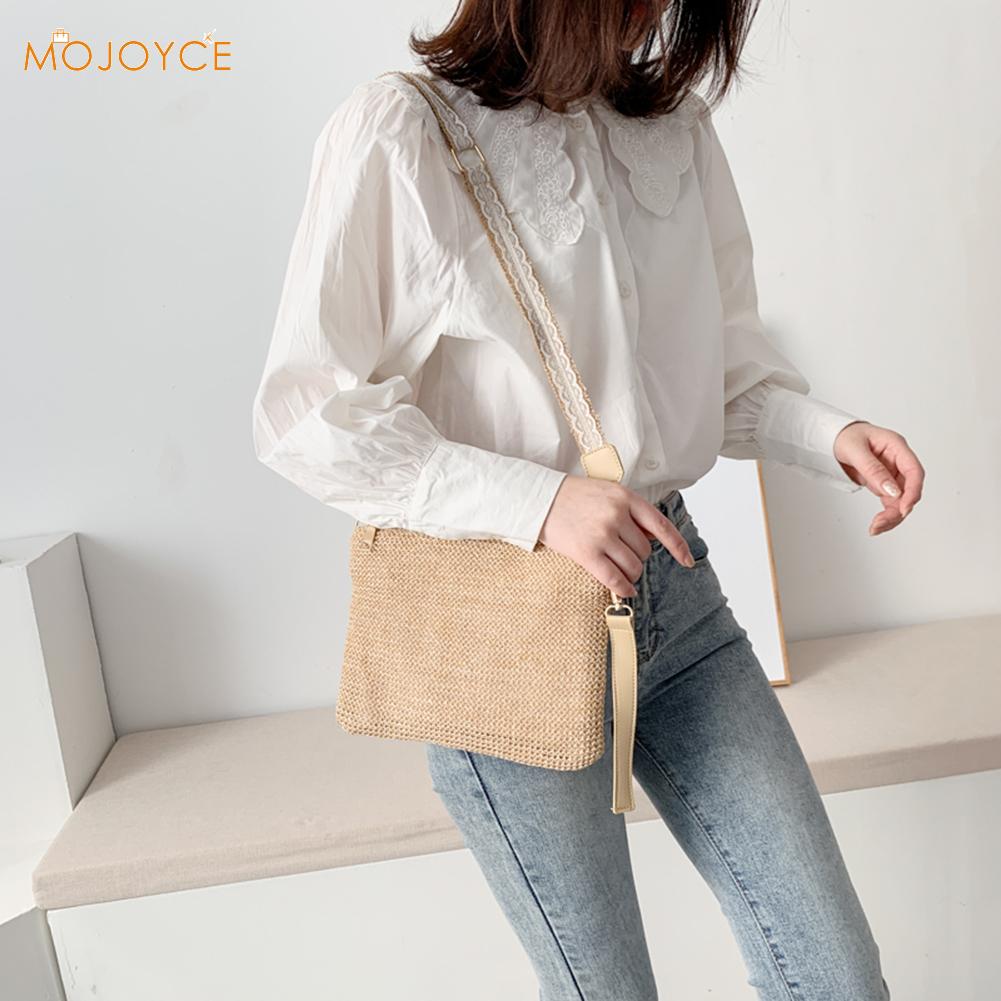 Women Straw Weave Shoulder Handbags Totes Female Casual Beach Woven Messenger Crossbody Satchel Bags