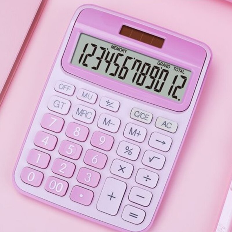 Desktop Calculator 12-Digit with Large LCD Display and Sensitive Button Solar and Battery Dual Power Standard Function