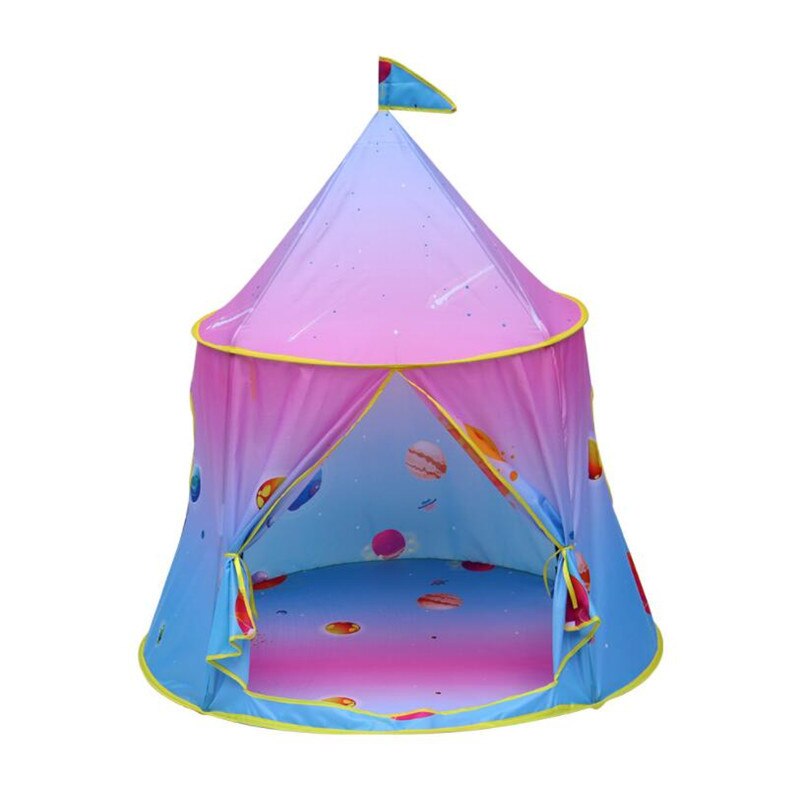 1,3 M Tragbare kinder Zelt Wigwam Klapp Kinder Zelte Tipi Baby Spielen Haus Große Mädchen Rosa Prinzessin Burg Kind room Decor: Blue Pink-5