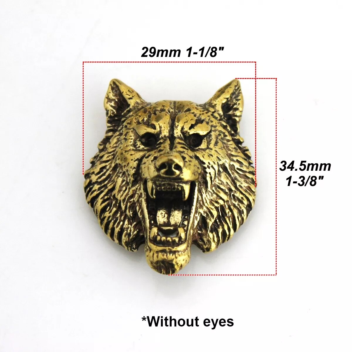 1Pcs Messing Wolf Demon Duivel Conchos Screwback Materiaal Dier Hoofd Lederen Tas Portemonnee Keten Knop Klinknagel Connector: A2 without eyes