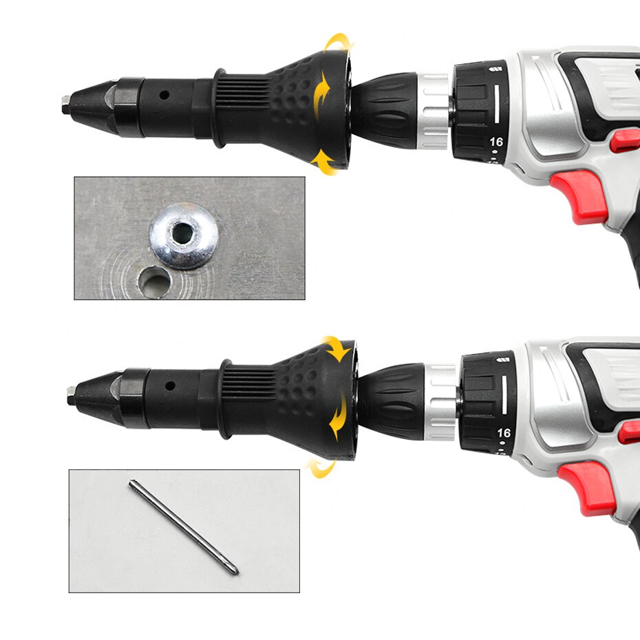 VECTECH Electric Rivet Nut Gun Riveting Tool Cordless Riveting Drill Adapters Insert Nut Tool Nail Guns Auto Blind Rivet Adapter