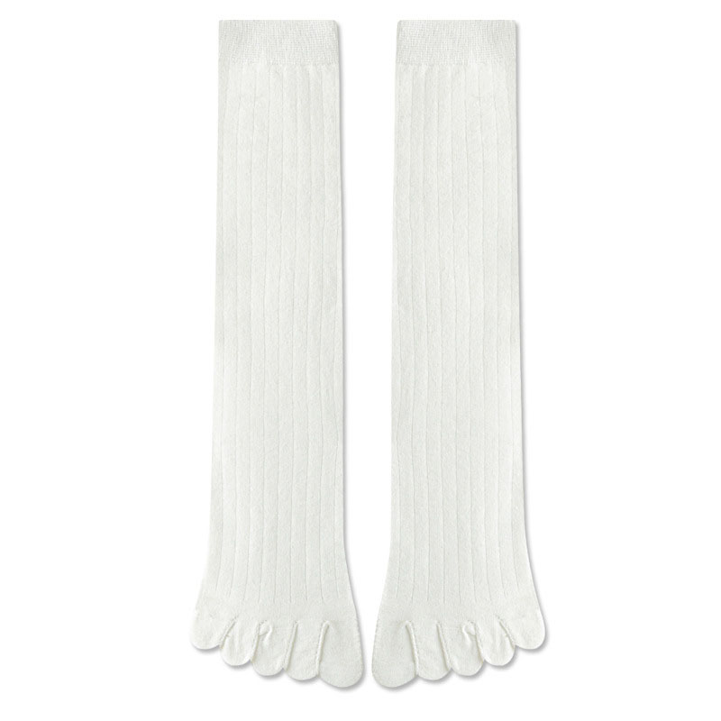 Calcetines hasta la rodilla a la con cinco dedos para hombre, calcetines a rayas de Color sólido hasta la pantorrilla, calcetines con punta abierta y absorción del sudor para primavera y verano, 5 dedos: Azul amarillo